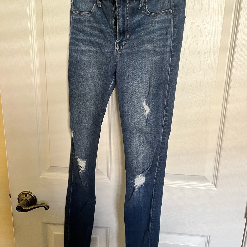 Hollister Women's Blue Distressed Skinny Jeans (pair 1)